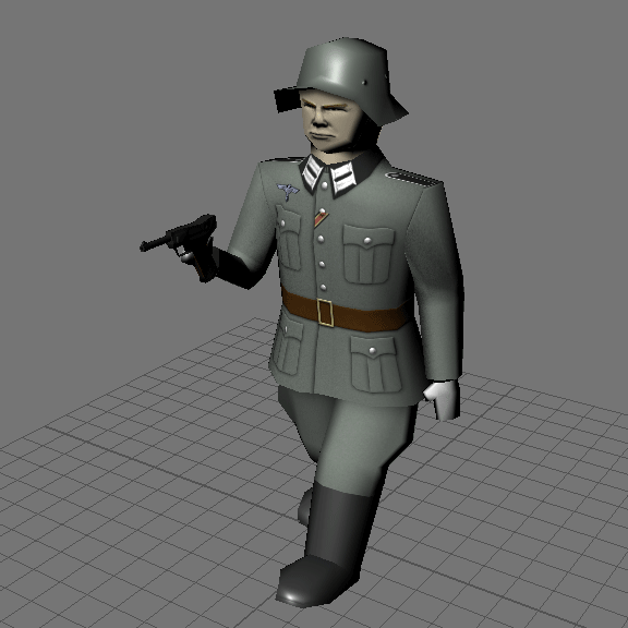 Animated low-poly Nazi guard